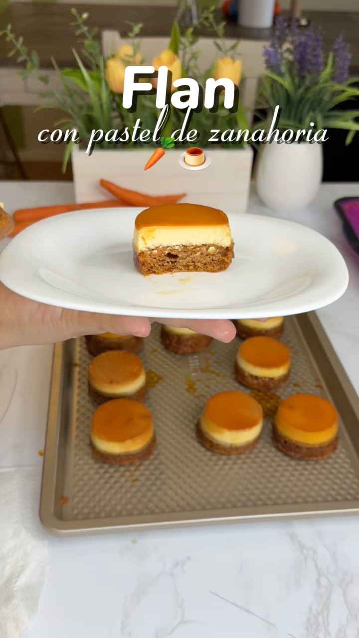 Receta de mini flan con pastel de zanahoria 🥕🍮