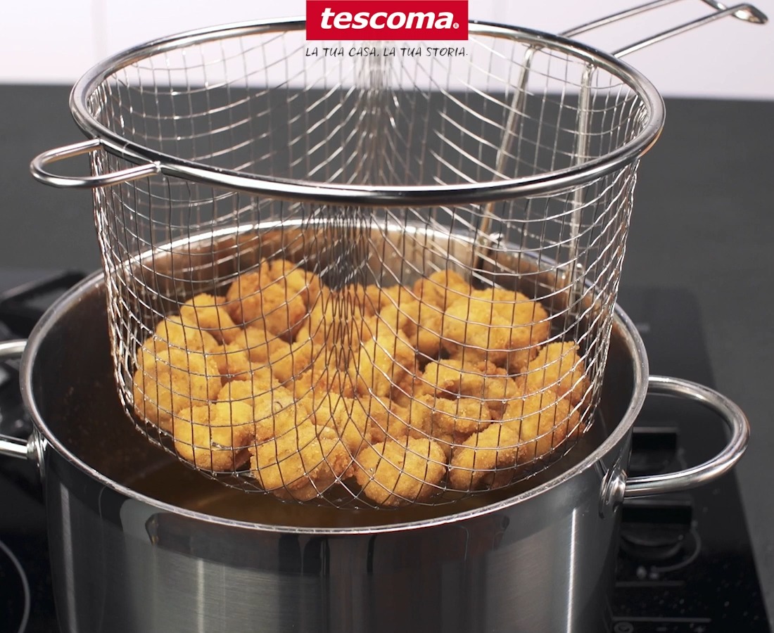 Mini Friggitrice 3L In Acciaio Inox Con Cestello Scolapasta E Coperchio In Vetro – Adatta A Tutti I Piani Cottura, Manico Antiscivolo