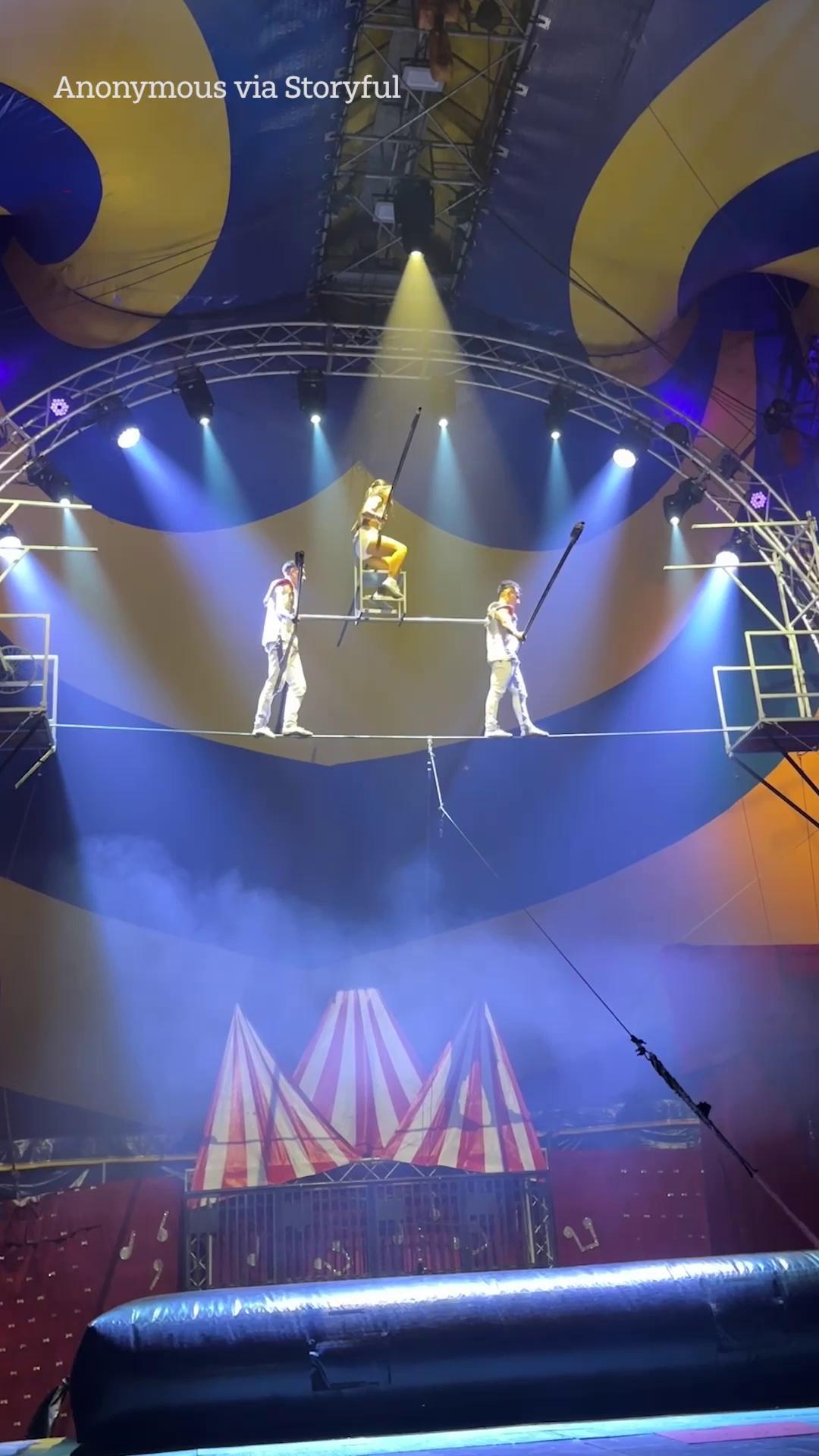 Shocking moment circus performer plunges from tightrope during act ...