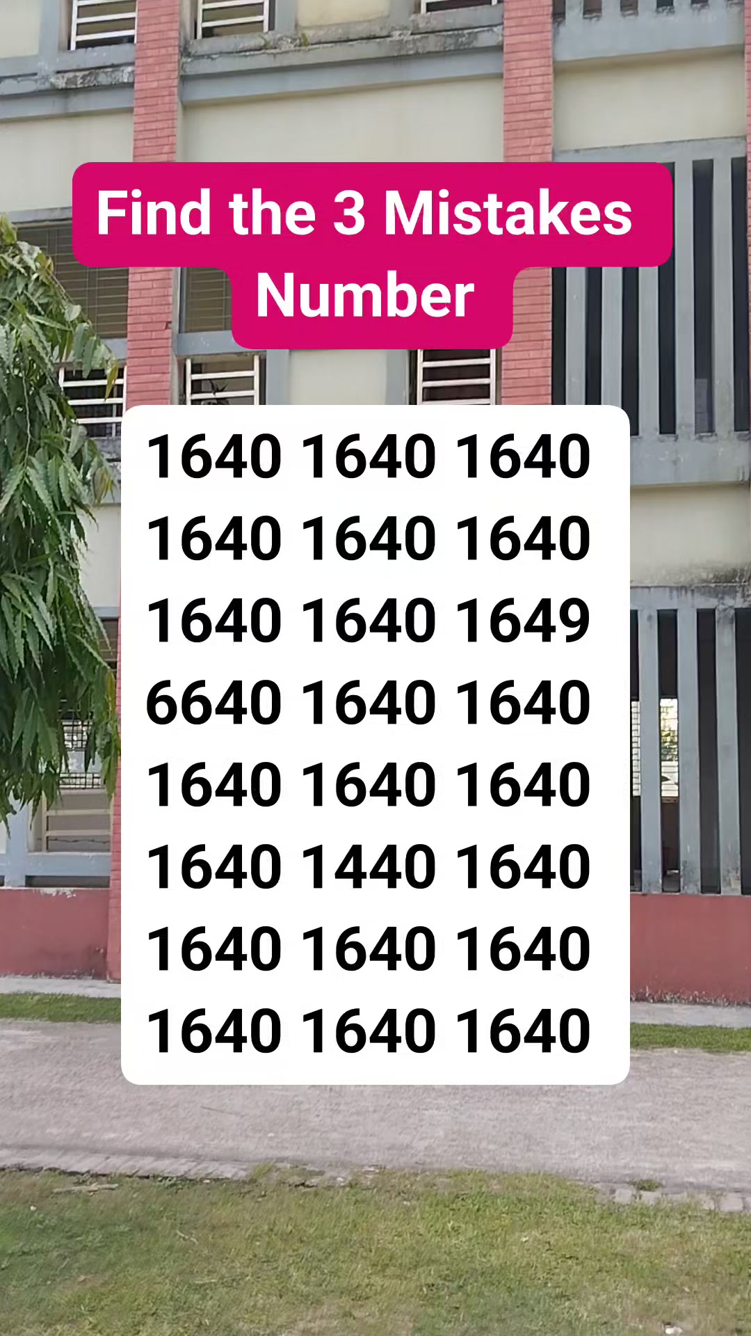 Find the 3 Mistakes Number #brainteaser #search #find | MM Production ...