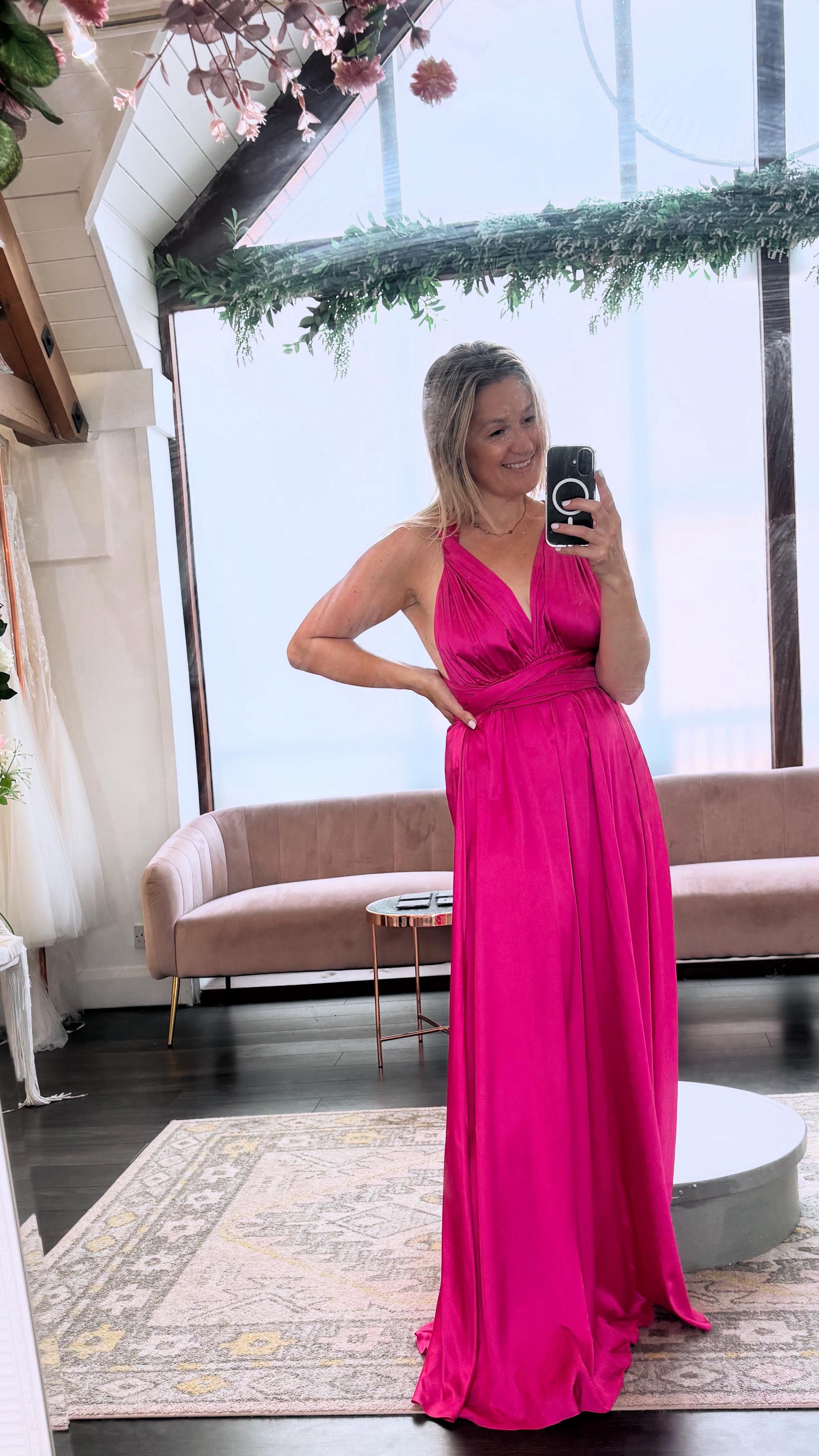 jacqueline louise bridesmaid dresses Mix. Match. Slay. 💖, Our satin multiway is the perfect pop of pink for your bridal party 💐 | Bridal line ankle