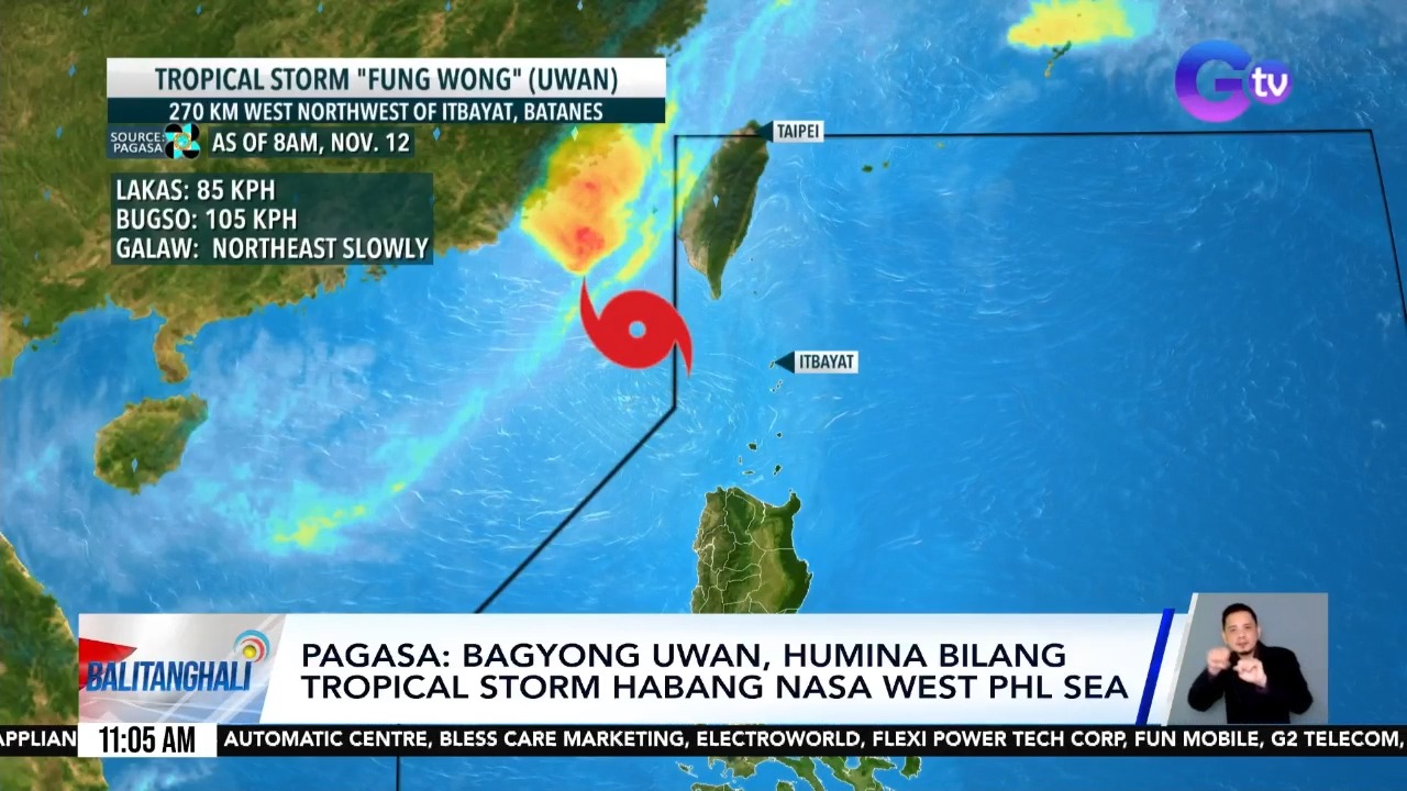 Humina pa bilang tropical storm ang Bagyong #UwanPH na nasa West ...