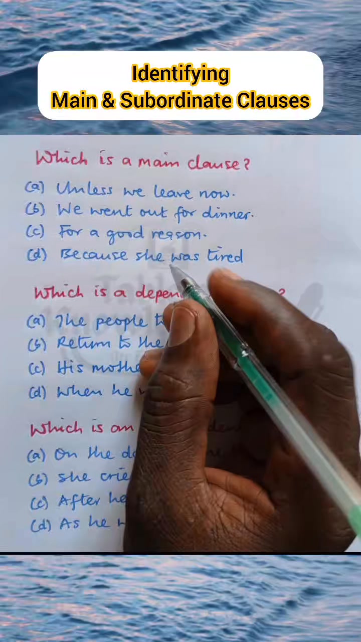 How to identify Main Clauses and Dependent Clauses. | Table of ...