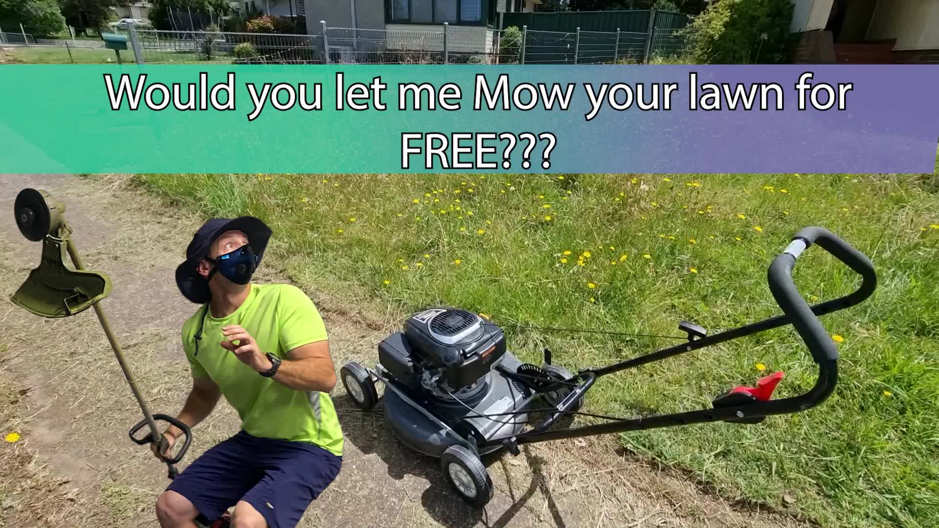 He knocks on YOUR door to ask to mow your lawn for FREE! In this Random ...