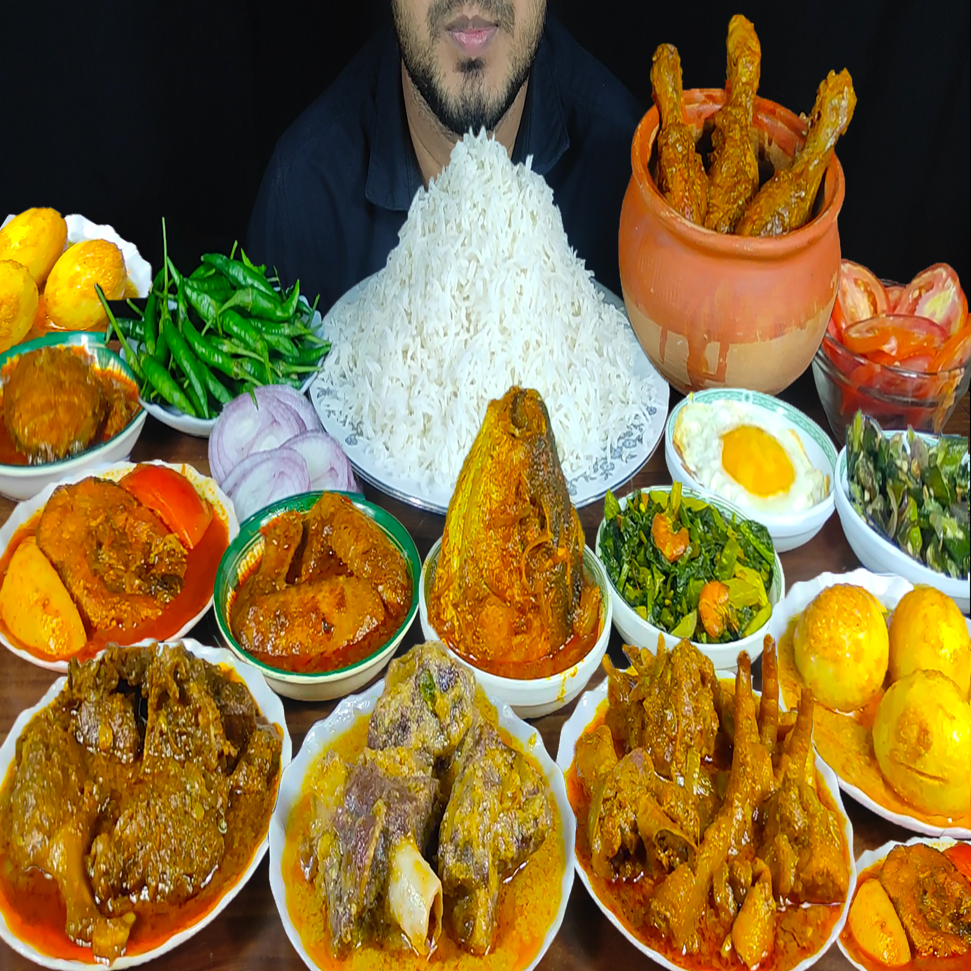 Eating Handi Chicken, Mutton Korma, Duck Curry, Deshi Chicken Curry ...