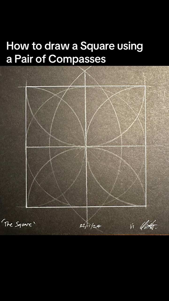 How to draw a Square using a Pair of Compasses #natureofflowers # ...