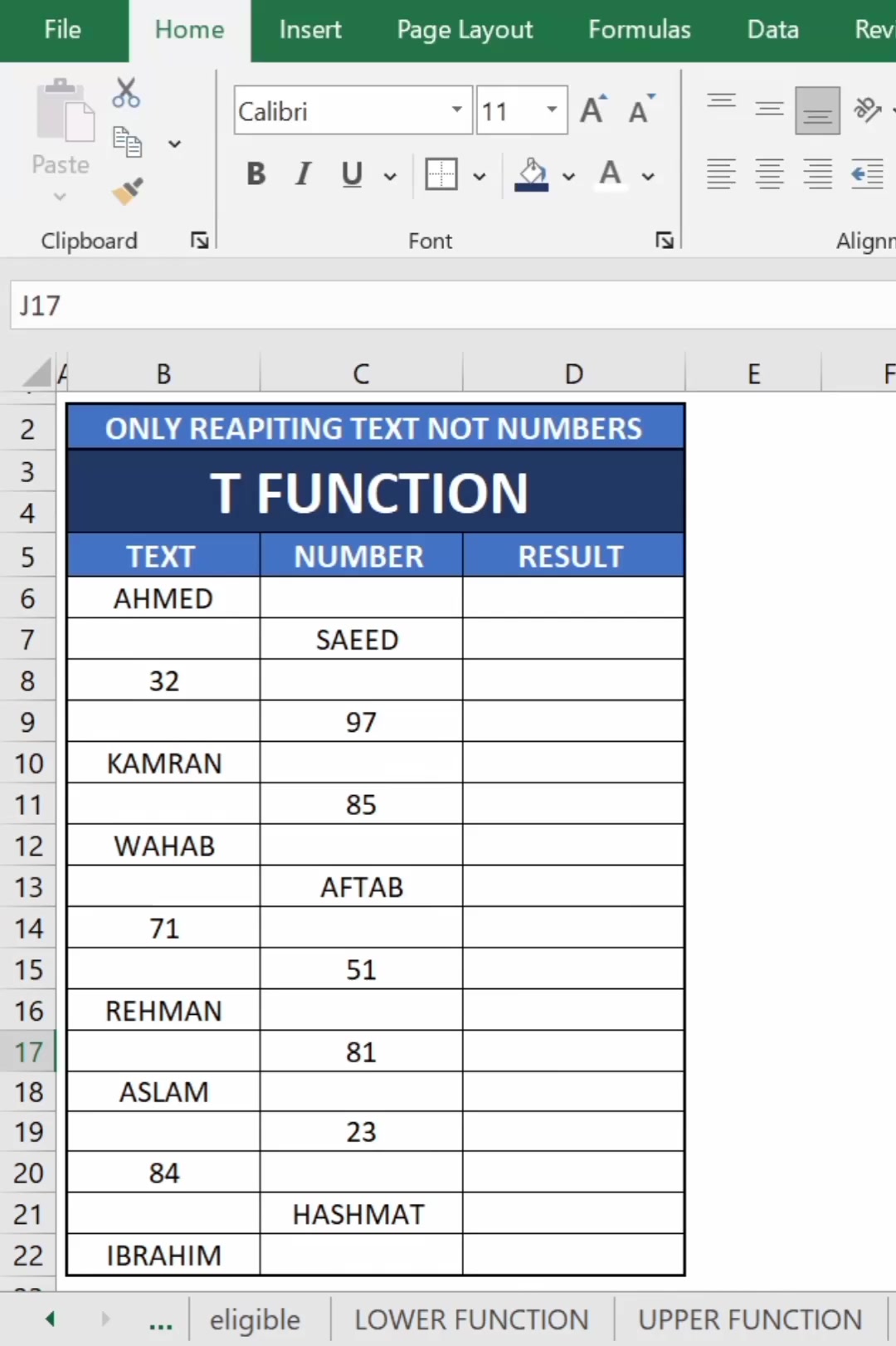 T function | Excel with Hashmat | Facebook
