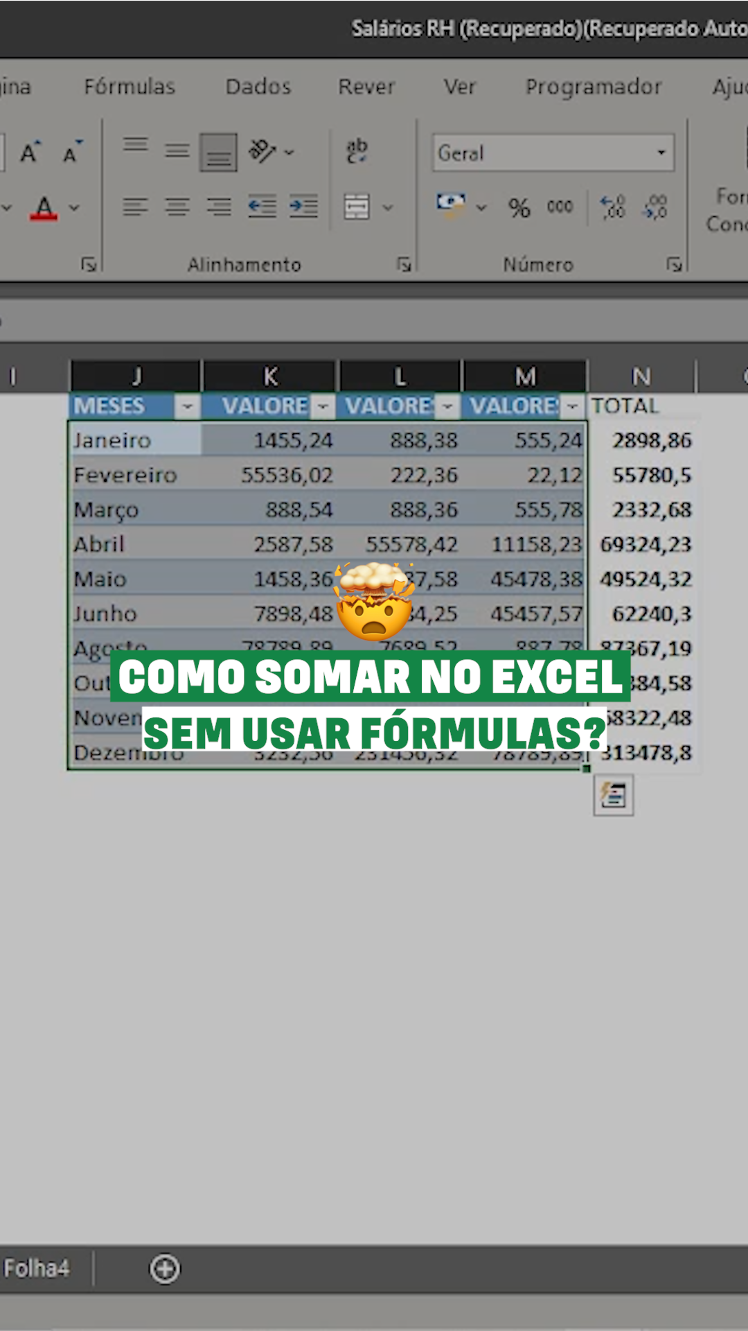 Somar sem usar fórmula???😱😱 Aplique essa função simples no excel, e ...