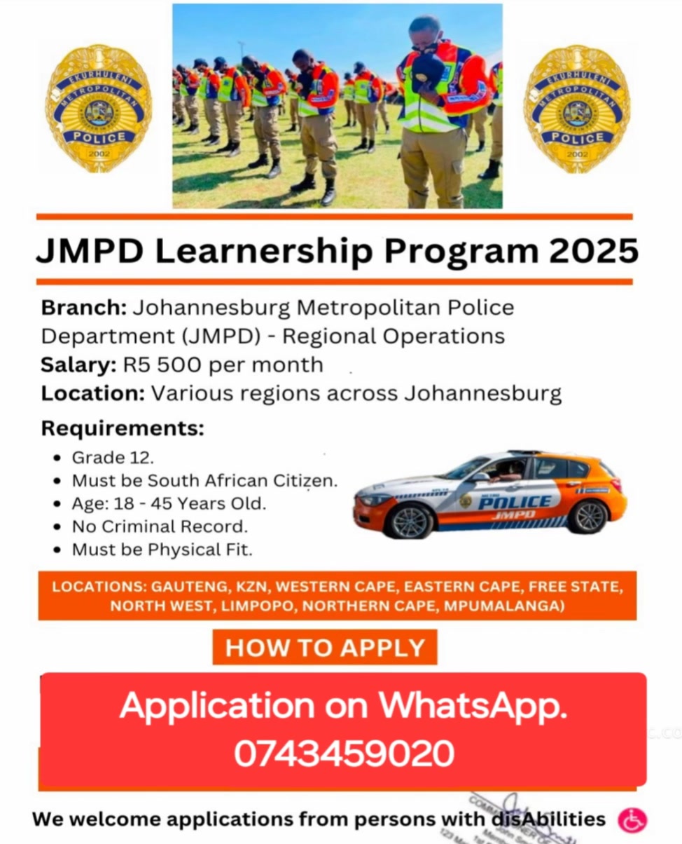 LEARNERSHIPS PROGRAM 2025 APPLY ONLINE | Traffic Trainee Application Form