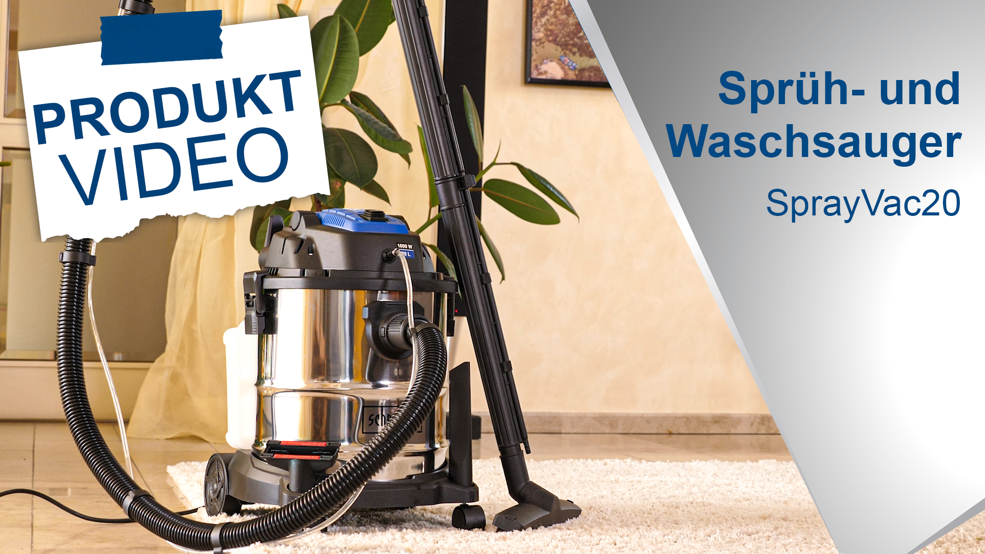 Zur Tiefenreinigung von Teppichen und Polster oder auch zum Nass- bzw. Trockensaugen – der 5in1 Sprüh- und Waschsauger SprayVac20 von Scheppach ist vielseitig einsetzbar. In nur einem Arbeitsgang wird