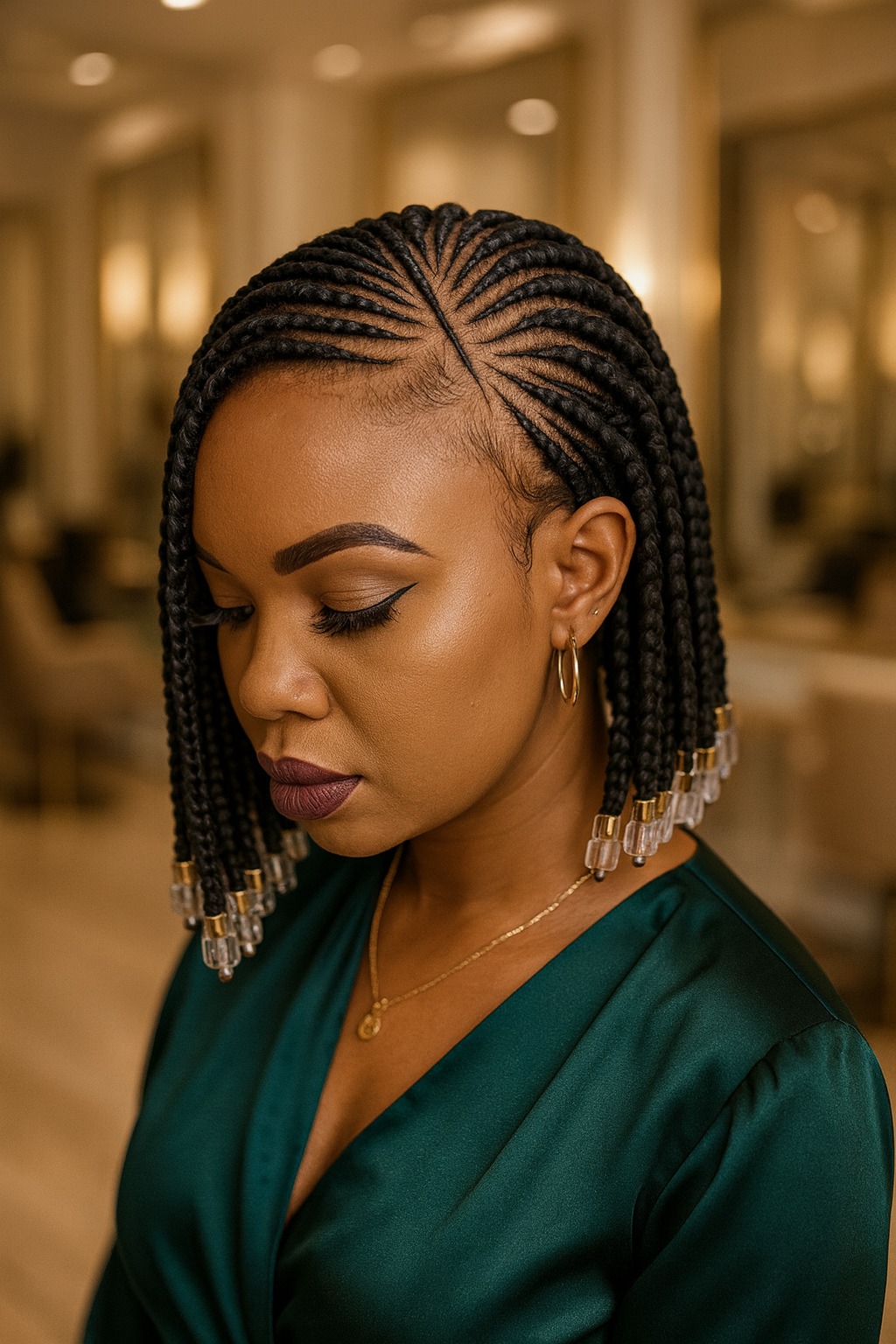 Cornrow Bob With Beads #braidstyles #bob | Braids for Women | Facebook