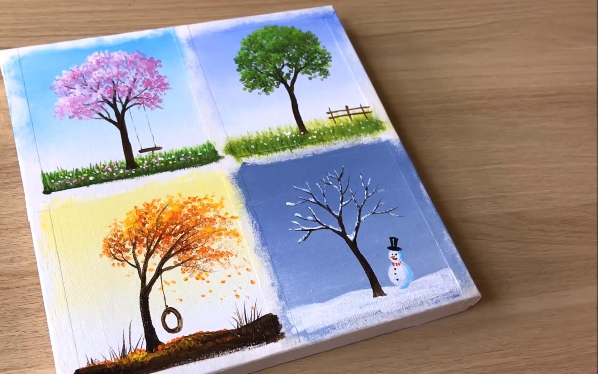 4 Seasons Acrylic Painting ▻ List of colours: - SPRING : white