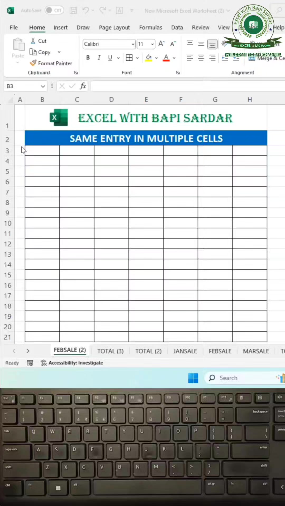 Same Entry in Multiple Cells in Excel 👉 Excel tricks for beginners ...