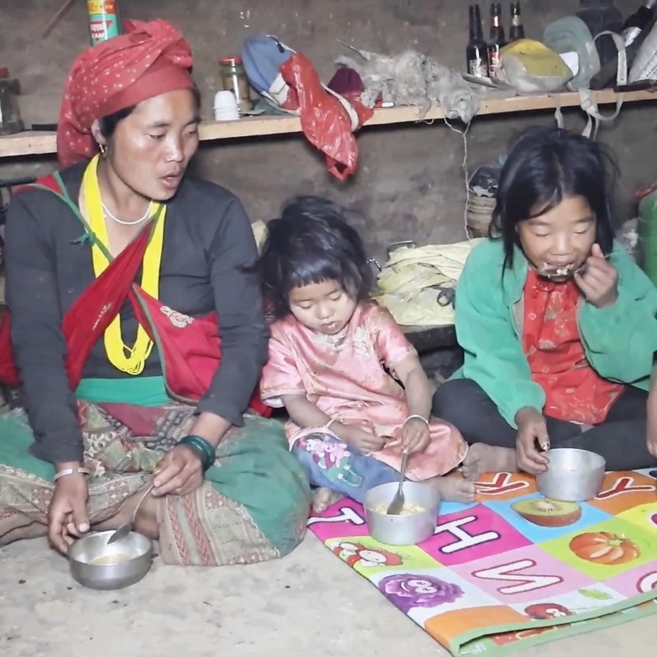 Mother of happy family cooking local eggs in village rural. | Village ...