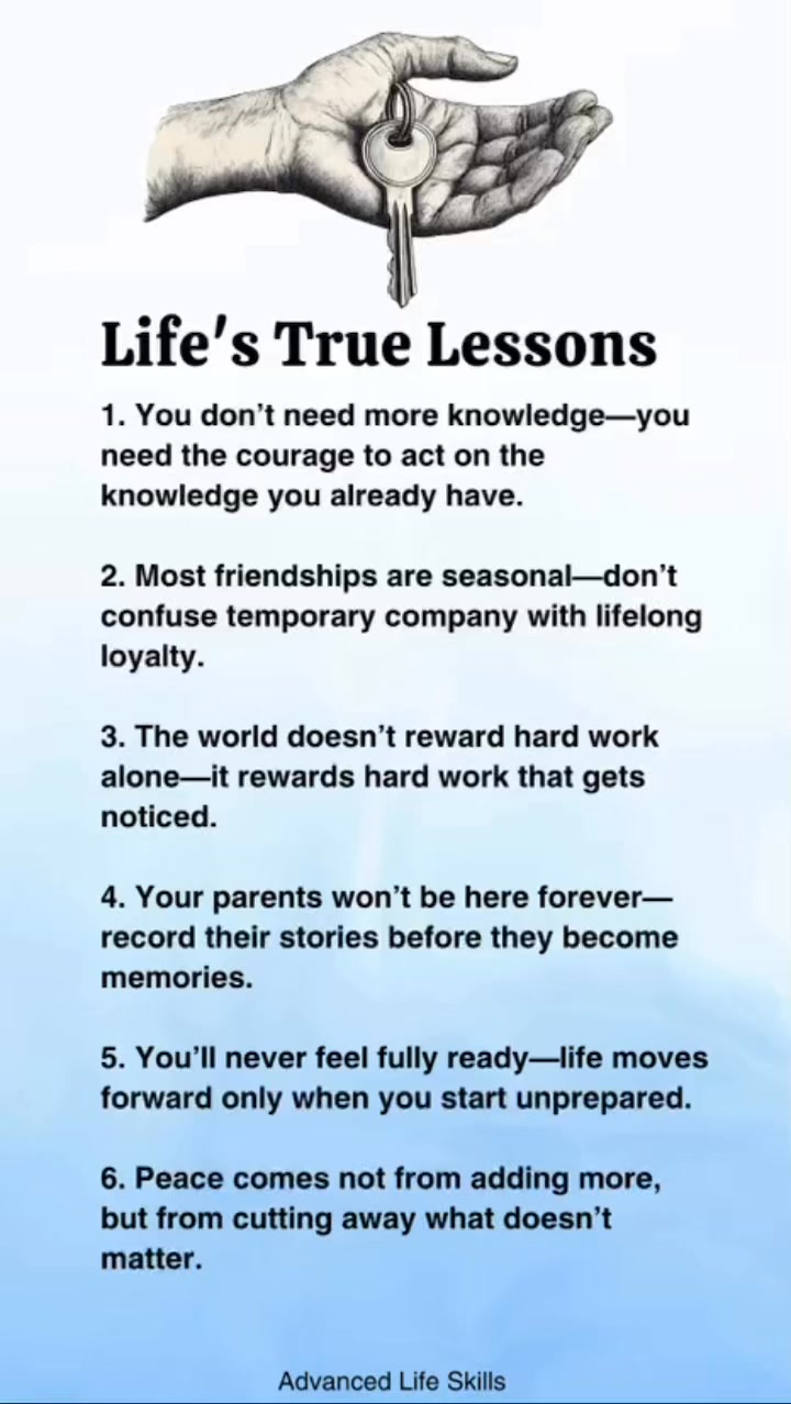 Life’s True Lessons.. | Advanced Life Skills | Facebook