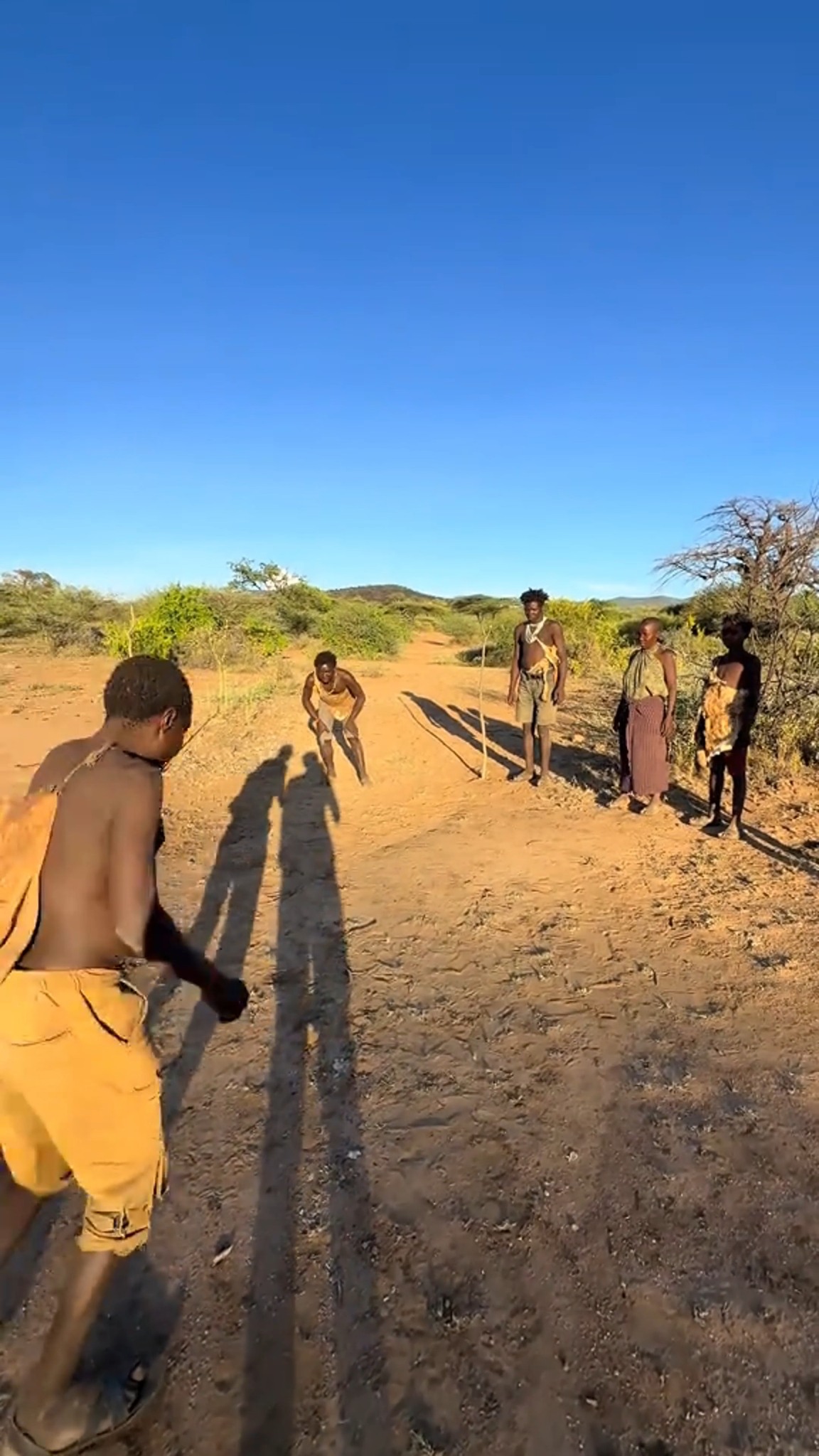 Hadzabe Tribe bushmen Chabba and friends celebrate football score like ...