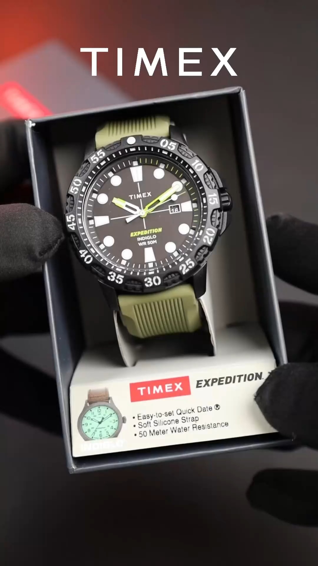 With its soft silicone strap and water-resistance up to 100 meters