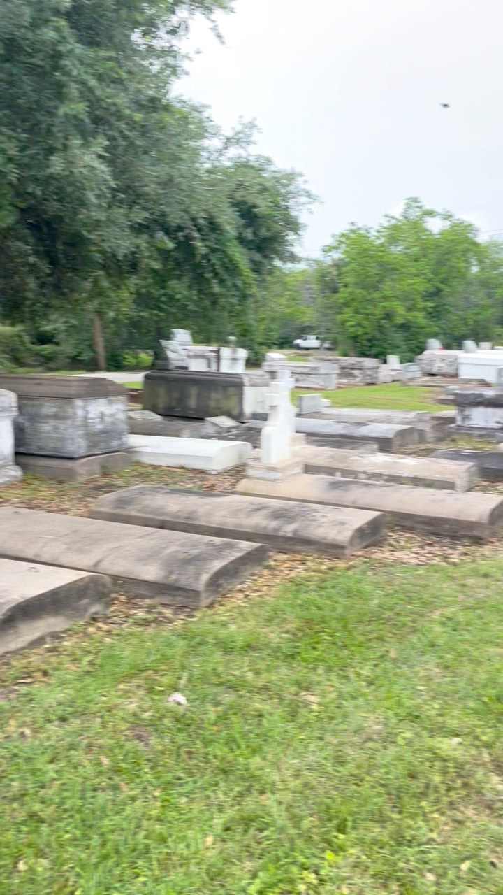 We’re here at the Pear Orchard Cemetery tour in Beaumont, Texas, guided ...