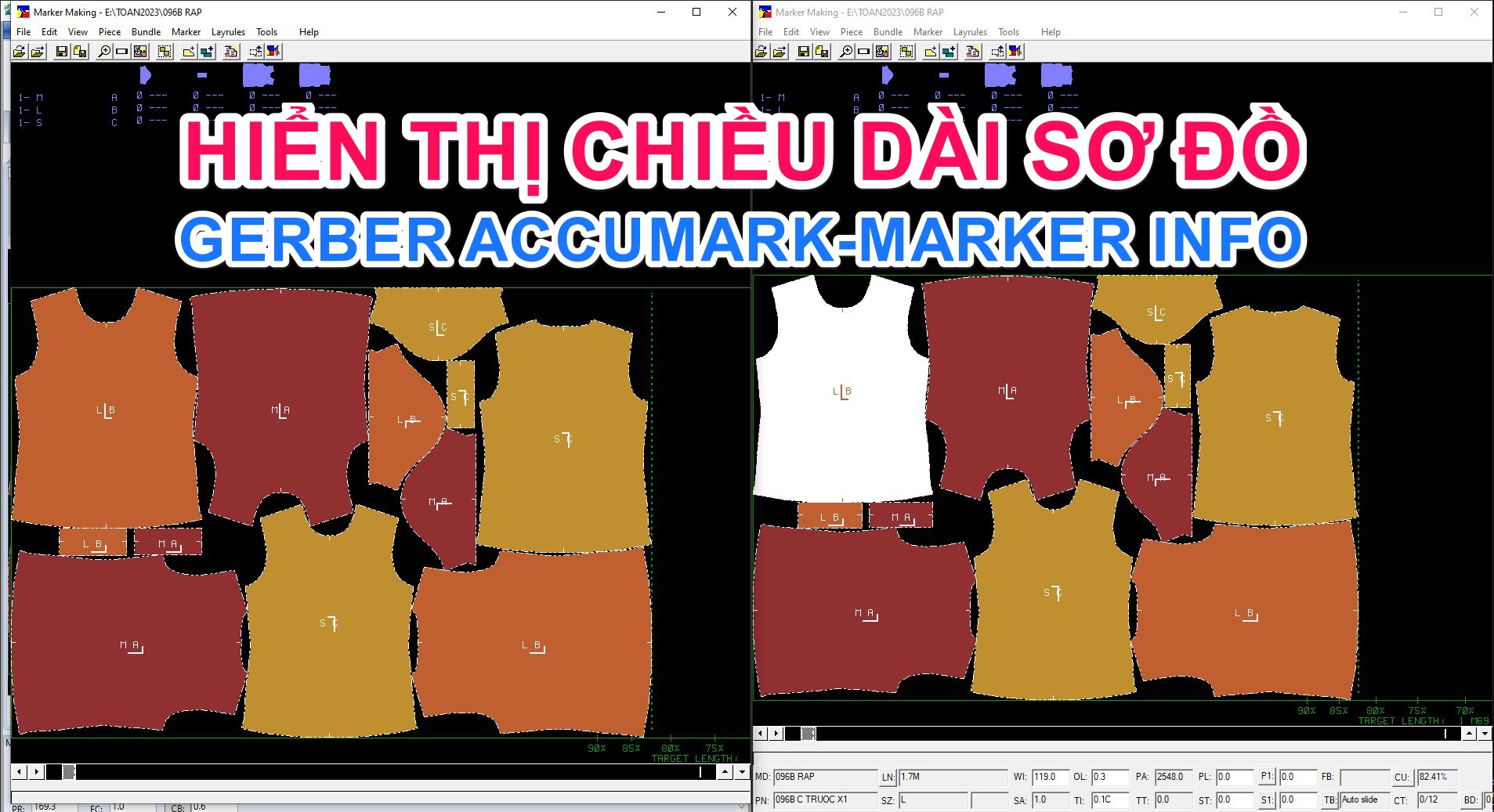 HIỂN THỊ CHIỀU DÀI SƠ ĐỒ GERBER ACCUMARK-MARKER INFO | Hiển thị chiều ...