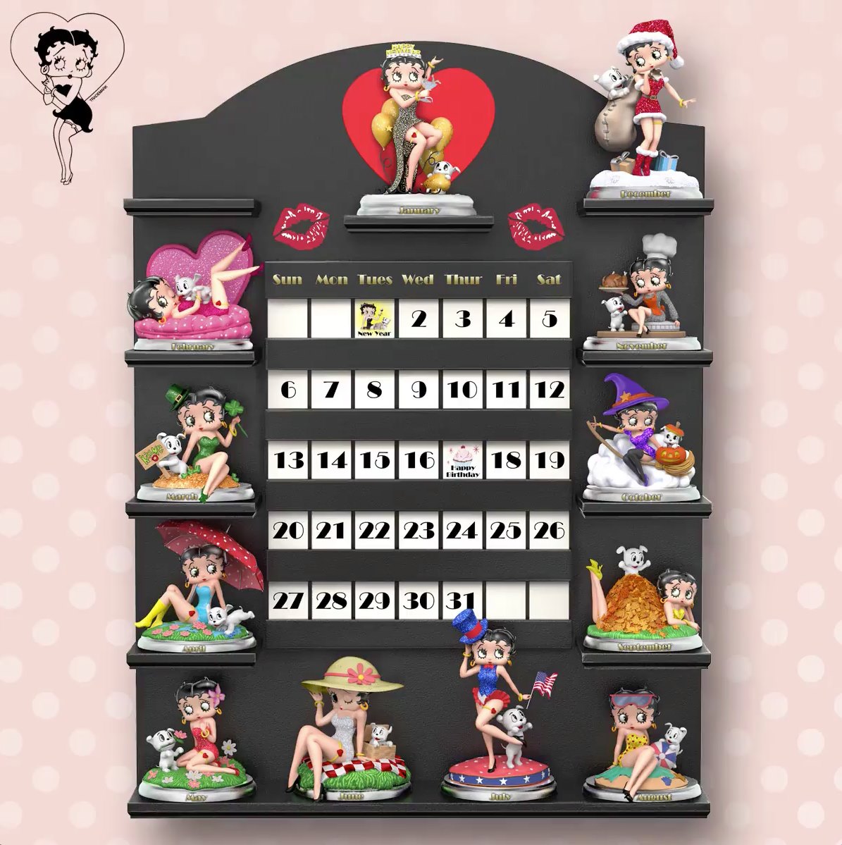 Betty Boop ベティ・ブープ Calendar Girl 箱付き Give your year a special dose of Boop-Oop-A-Doop with this sassy