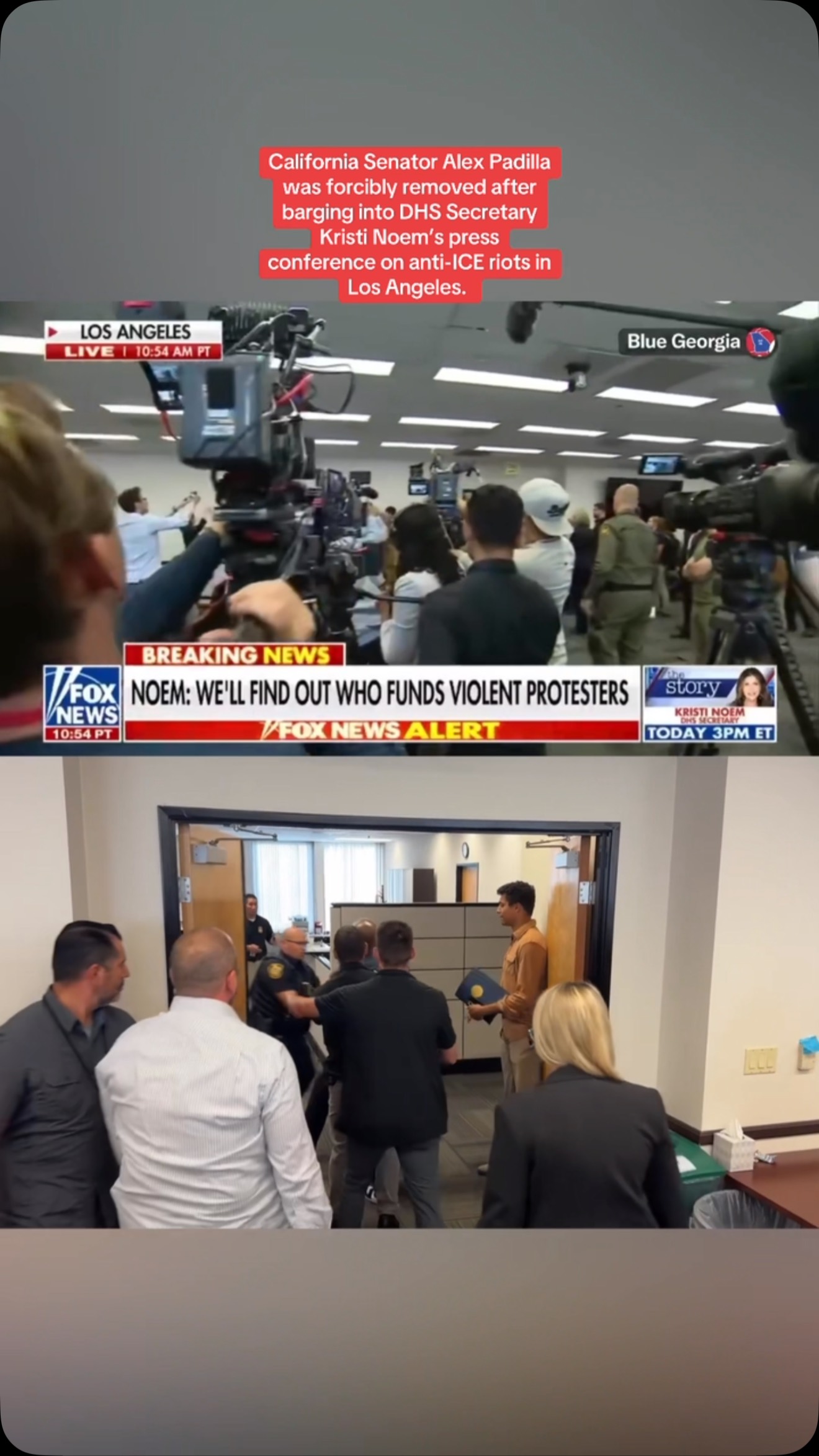 California Senator Alex Padilla was forcibly removed after barging into ...