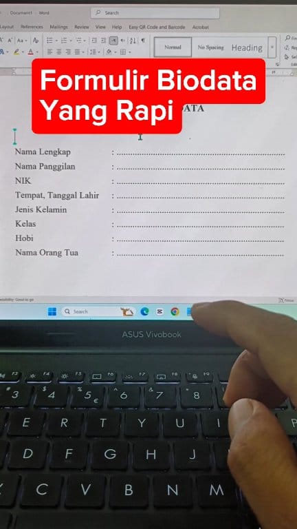 Cara Membuat Formulir Biodata di Microsoft Word #microsoftword # ...