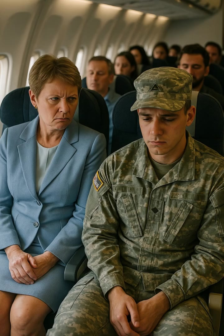 On the plane, a woman yelled at a young soldier, calling him a traitor ...