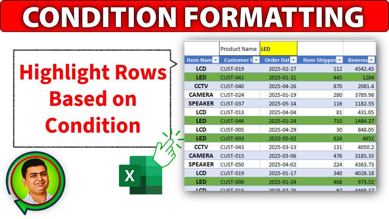 Highlight Rows Based on Condition in Excel using Condition Formatting ...