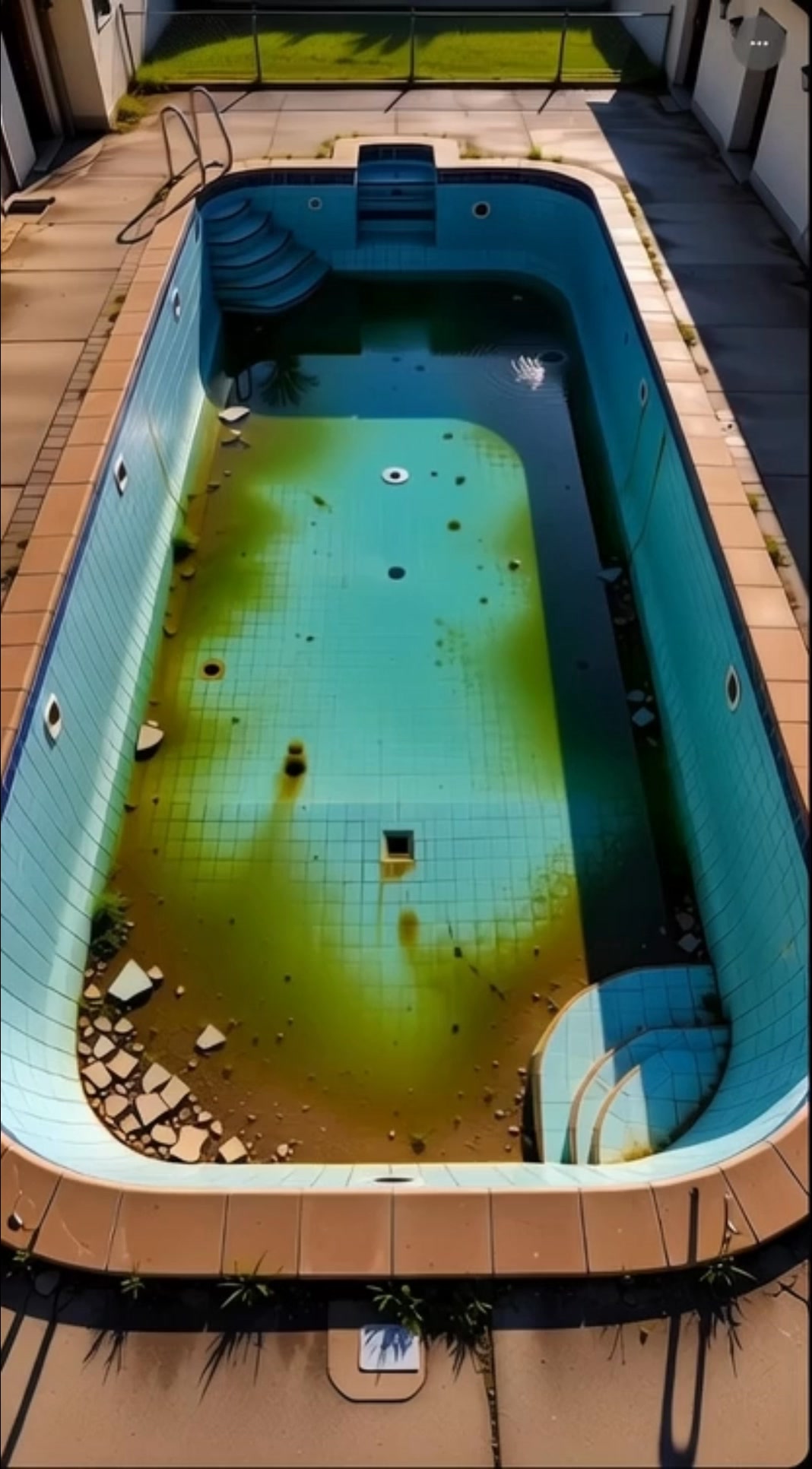 Abandoned pool rescue! 🚨 Years of neglect gone in 30 seconds. The ...