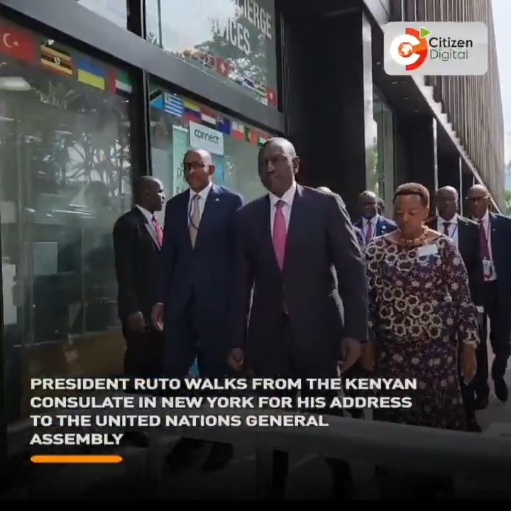 President Ruto walks from the Kenyan Consulate in New York for his ...