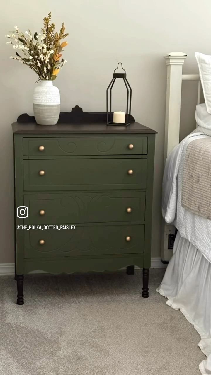 rustic green dresser Like the and stained wood top on this dresser? sage green dresser diy