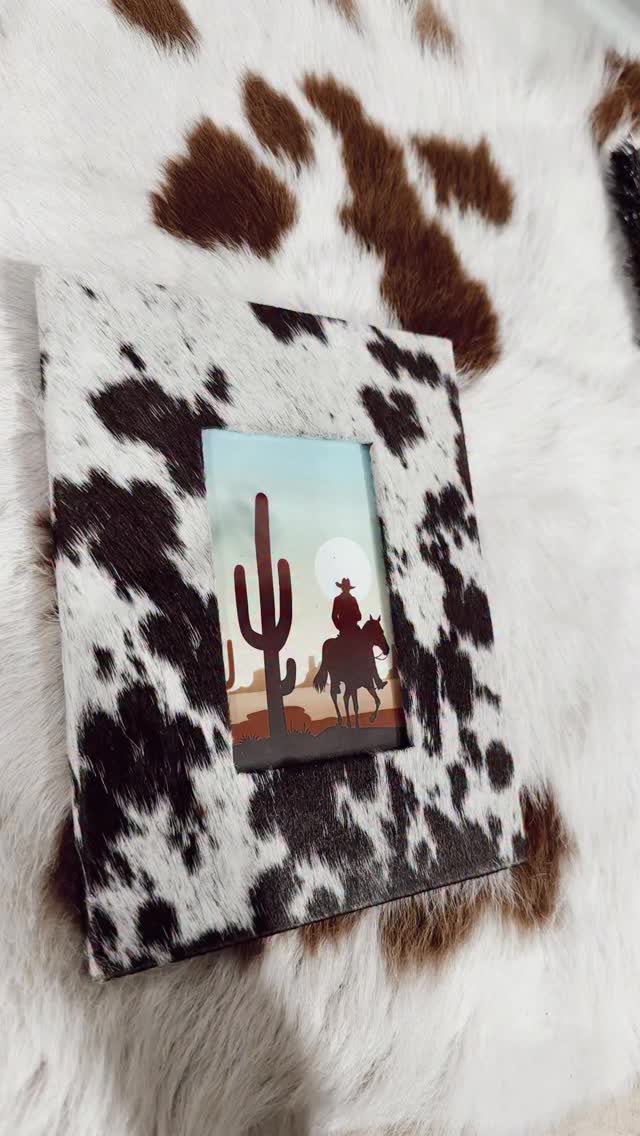 Custom cowhide picture frames🔥🤍 #westernfashion #cowhide #leather # ...