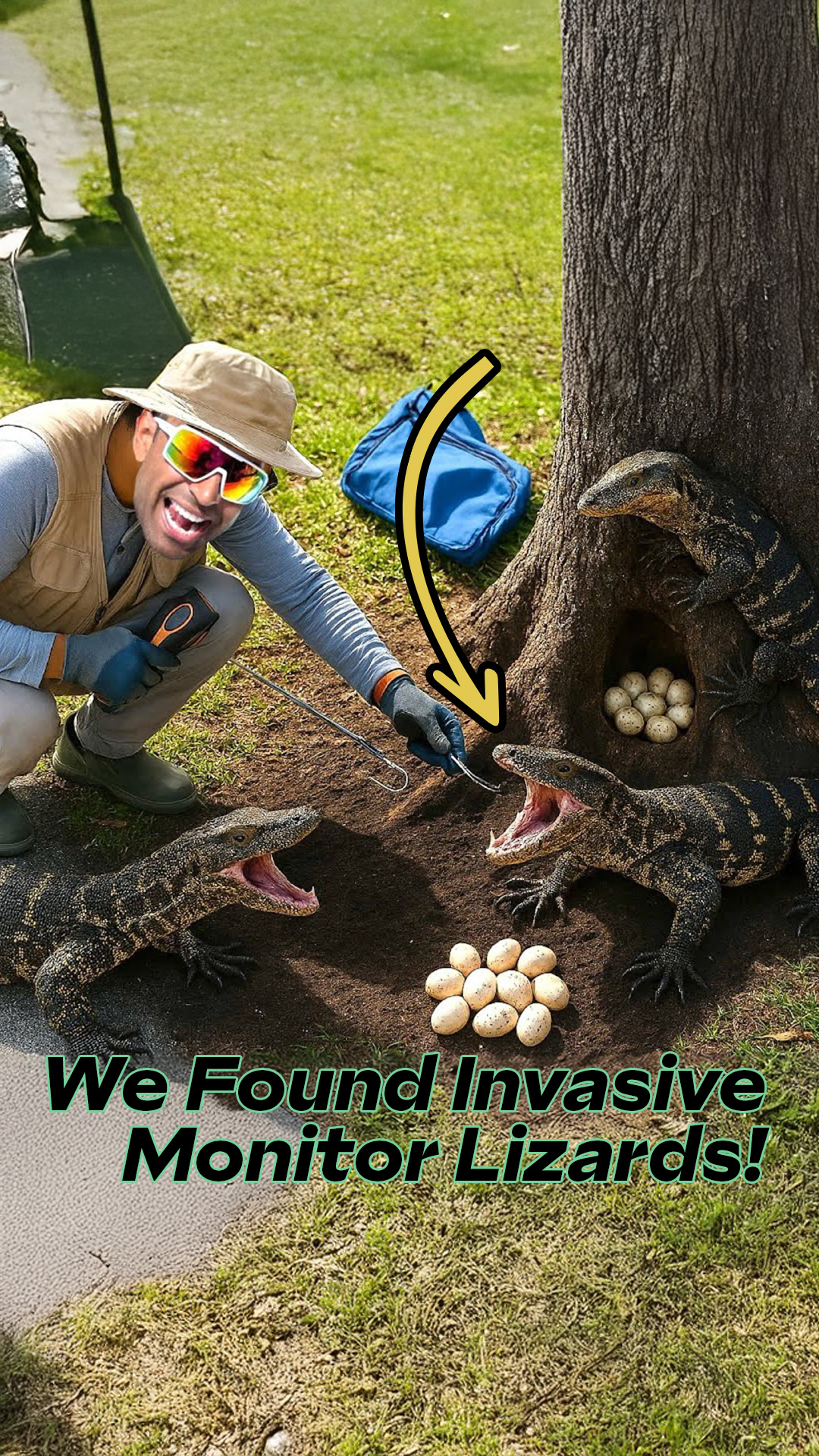 We STUMBLED upon a DEN of INVASIVE MONITOR LIZARDS | Zak Catch Em ...