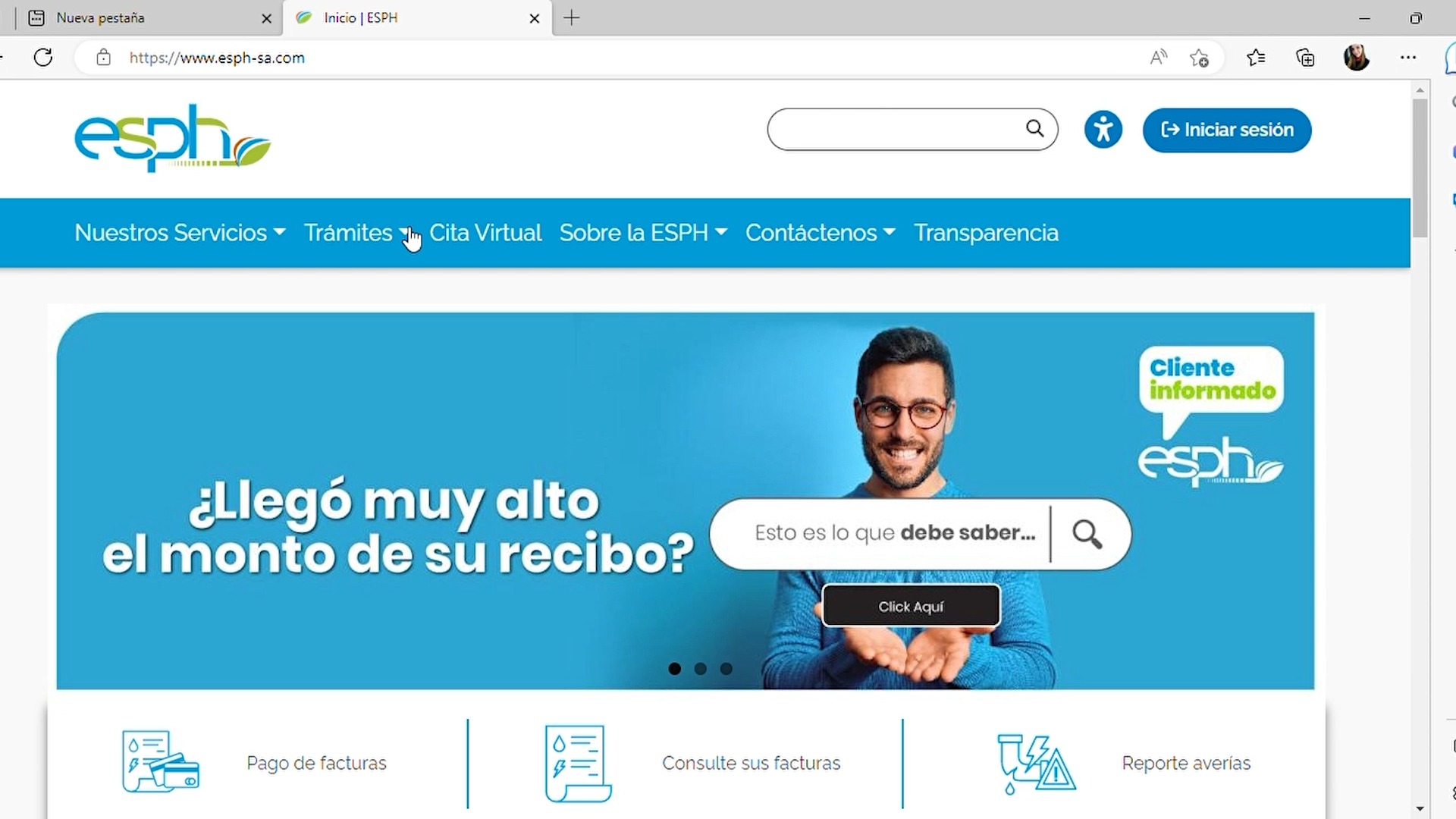 Consultar en línea el monto de sus facturas de agua y energía es muy ...