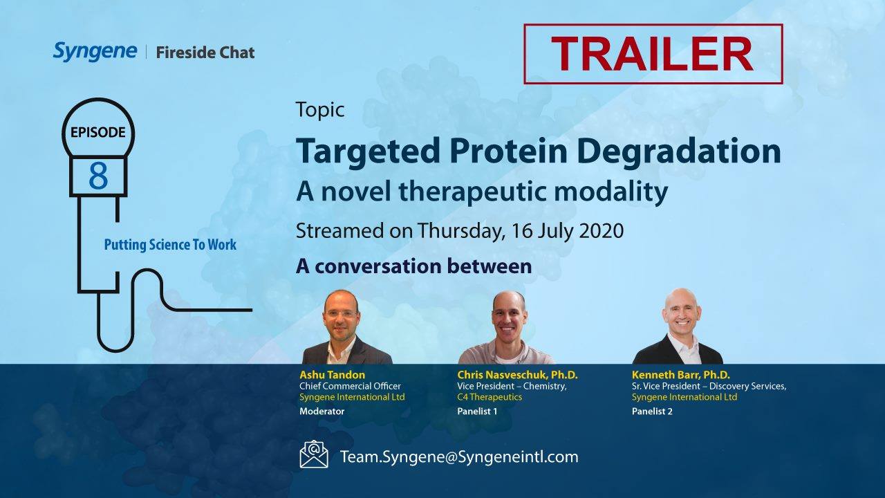 Thank you all for attending the Fireside chat on Targeted Protein Degradation- A novel therapeutic modality. In case you missed attending it, here is a trailer of the #FiresideChat. To watch the 