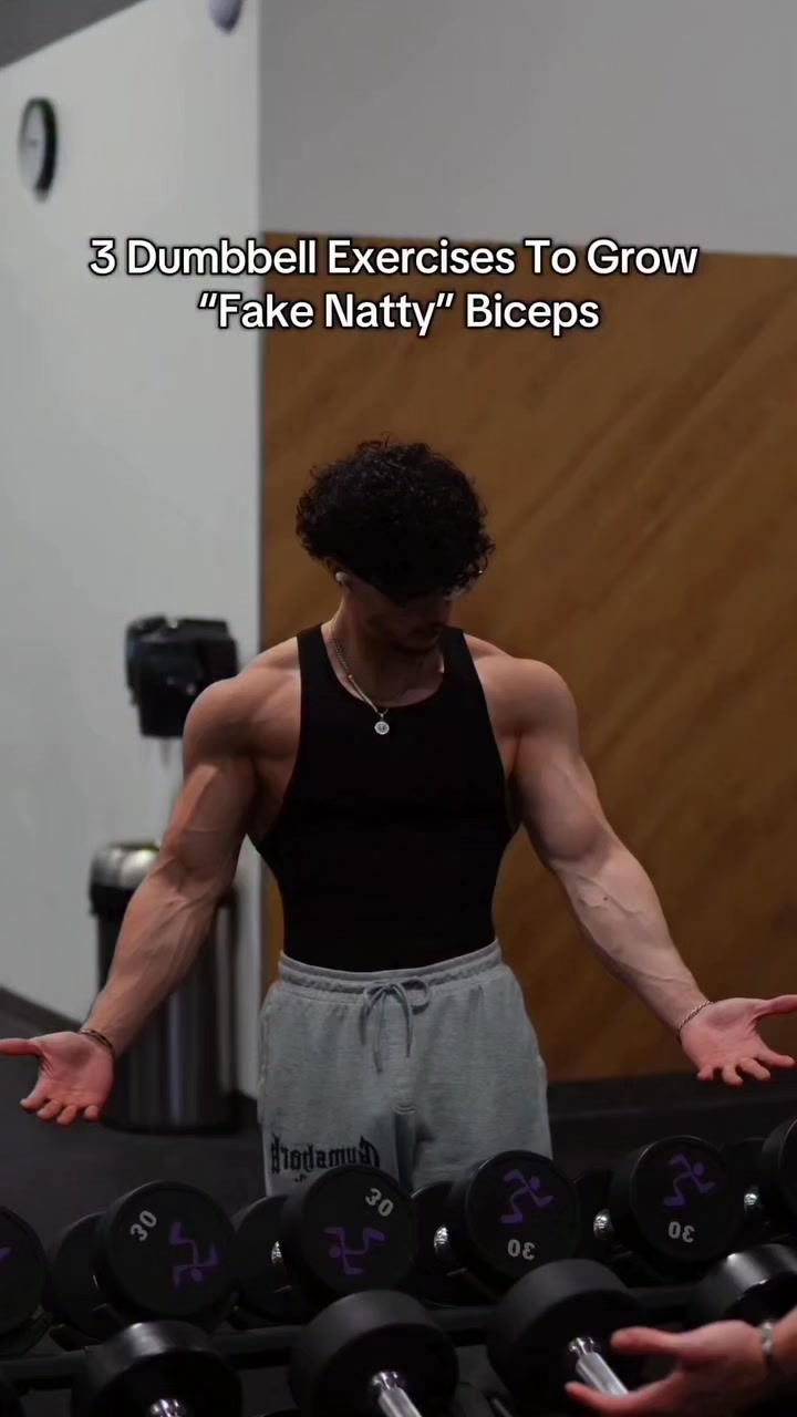 3 Dumbbell Exercises To Grow “FAKE NATTY” Biceps 🦾 Follow me for more ...