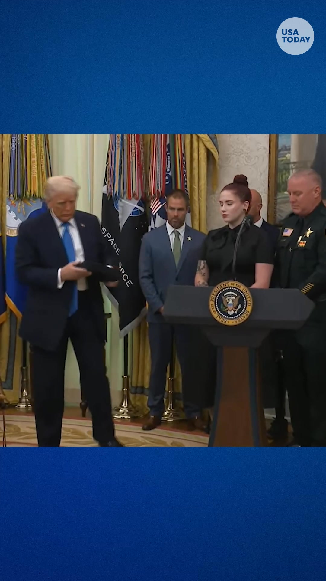 President Donald Trump and a daughter of fallen PBSO deputy shared an ...