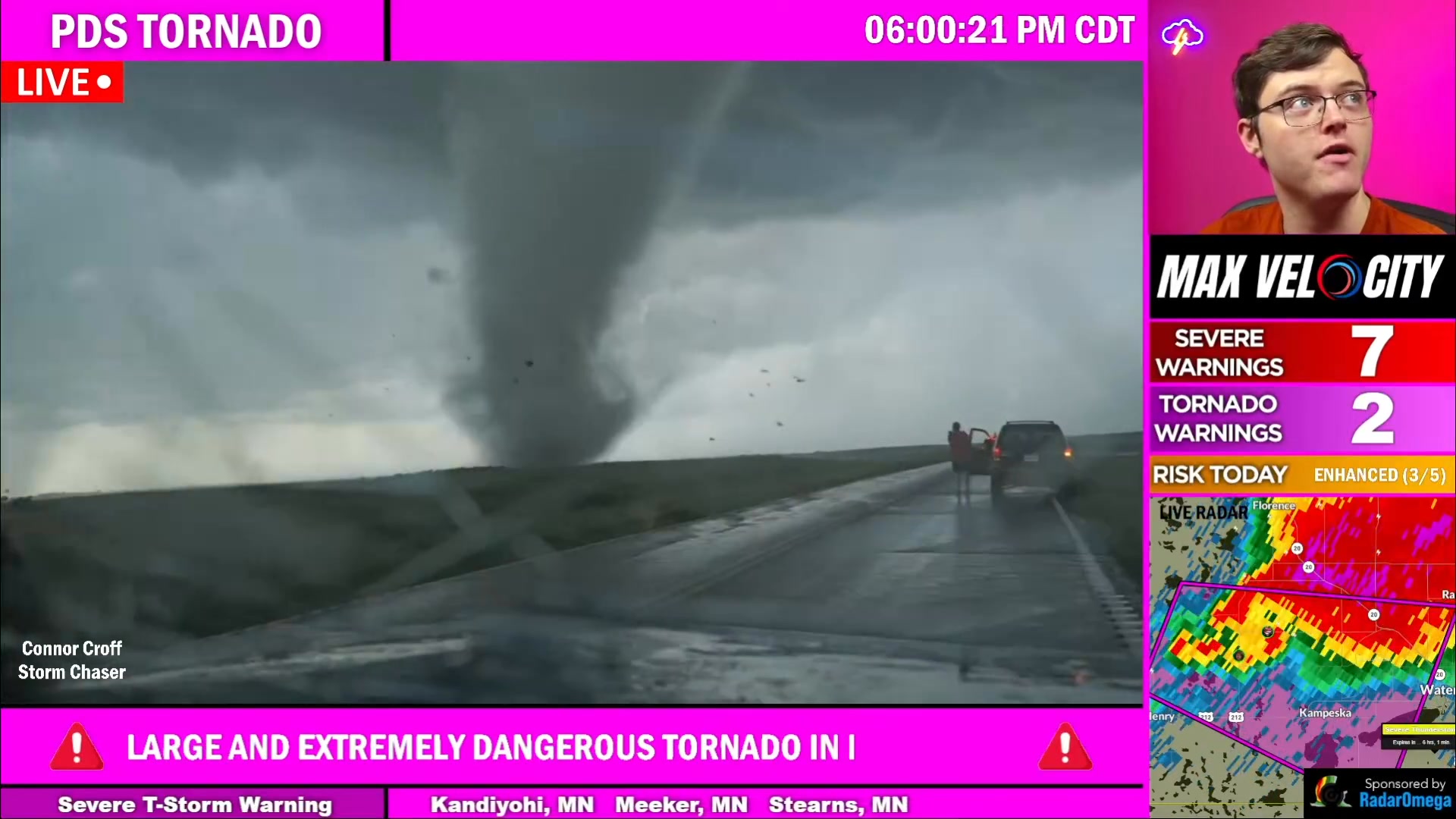 A PDS Tornado Warning has been issued for Kampeska, SD! This is Connor ...