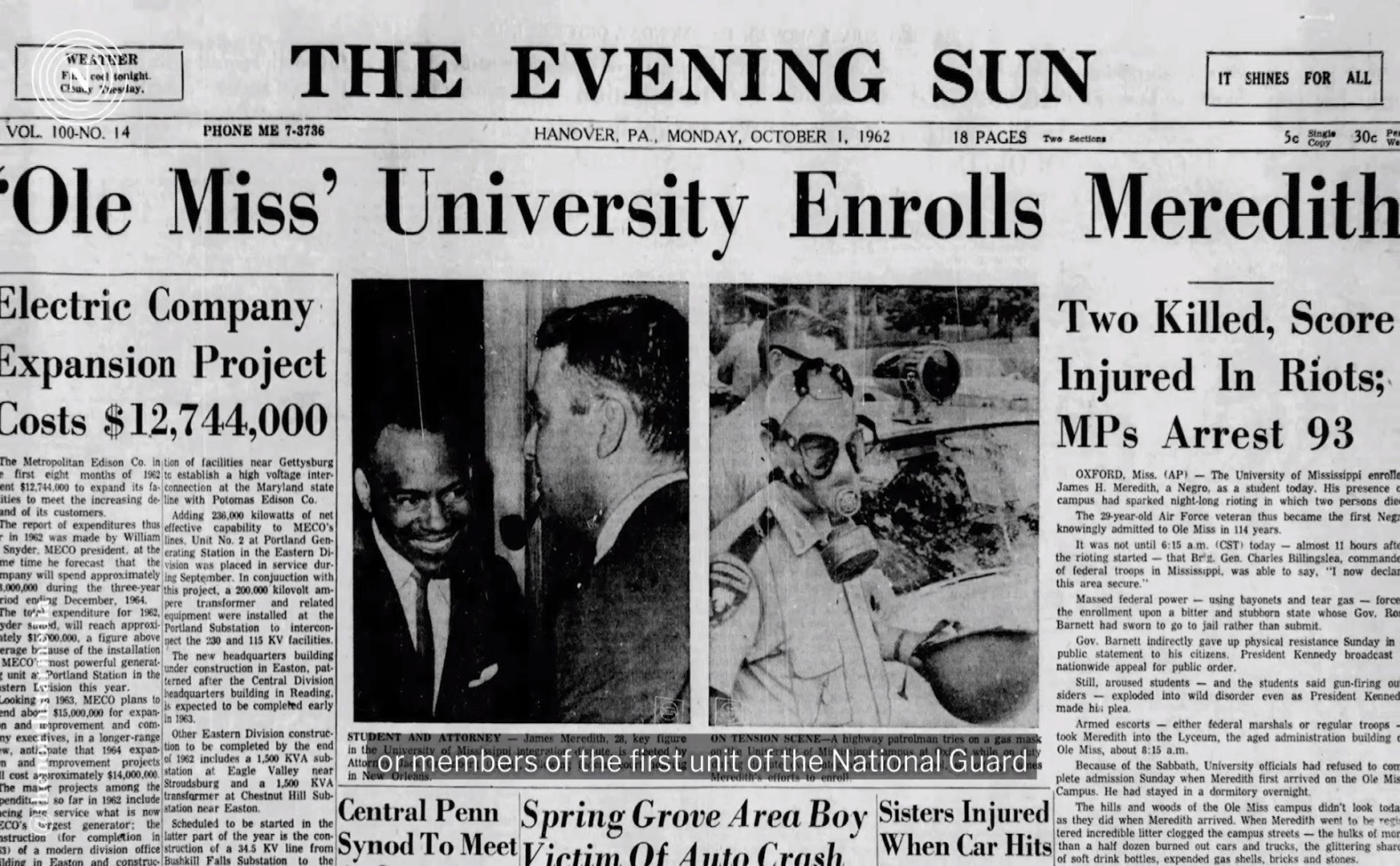 Fifty-eight years ago today, riots erupted in the South over the ...