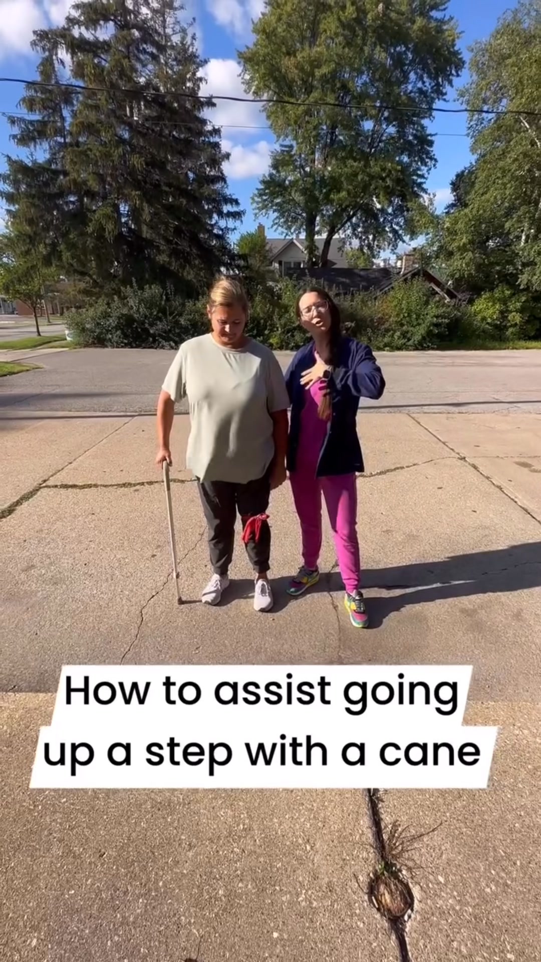 How to assist up a step with a cane! Link for cane*** https://amzn.to ...