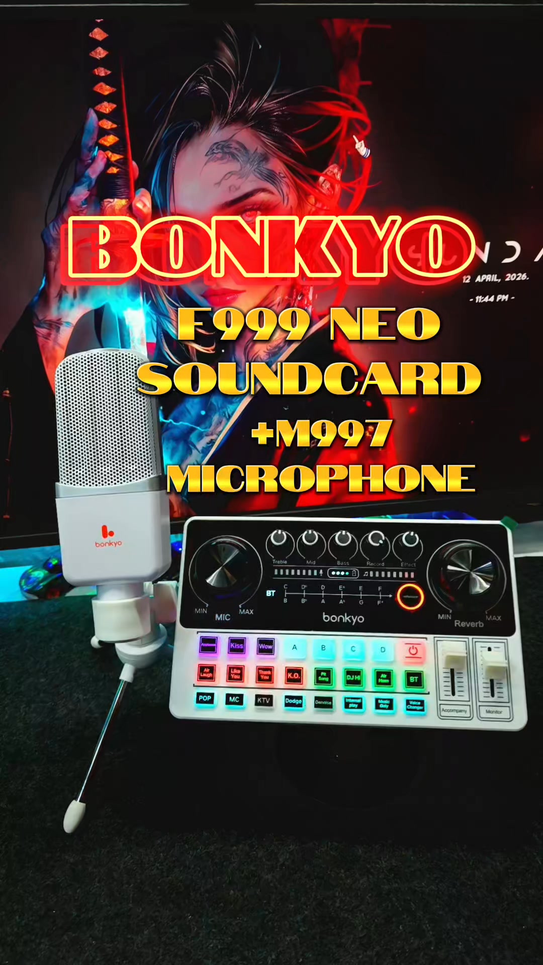 BONKYO F999 NEO SOUNDCARD WITH M997 CONDENSER MICROPHONE FOR