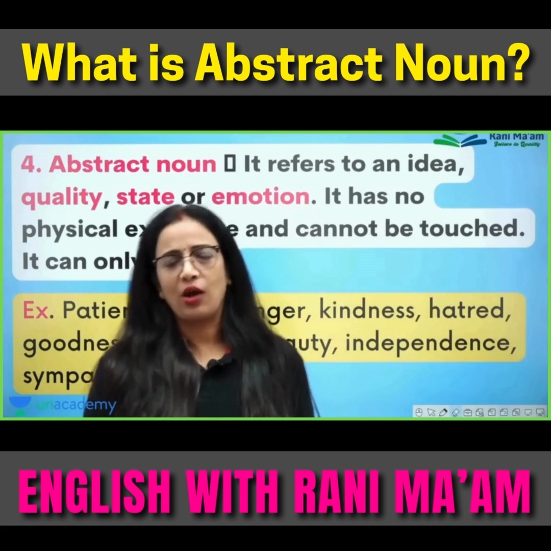 What is Abstract noun? | grammar |... - English With RANI MAM | Facebook