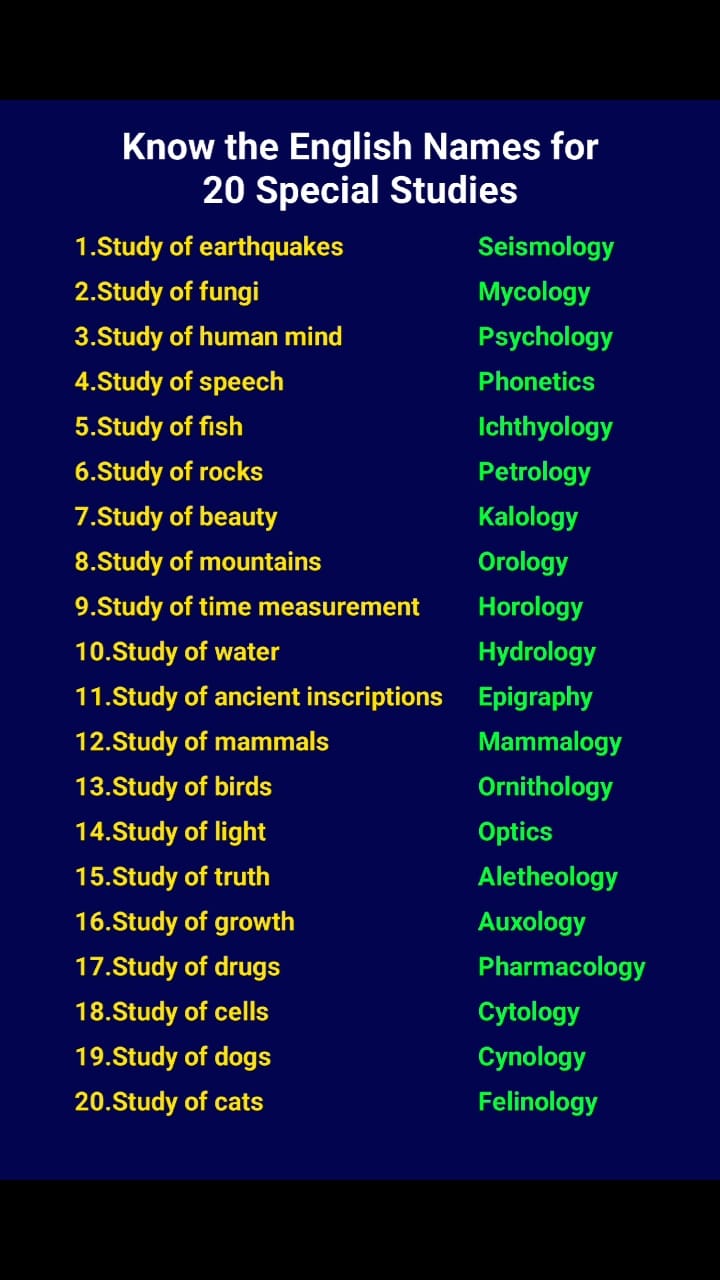 20 Special Studies English Names You Should Know #vocabulary #words # ...