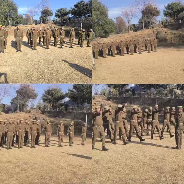 Morning Parade session of refresher course at Battalion Headquarters of ...