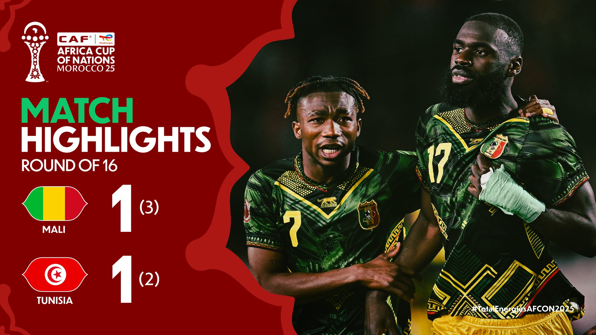🎥 HIGHLIGHTS: 🇲🇱 1(3) – (2)1 🇹🇳 Mali advance to the quarter-finals with ...
