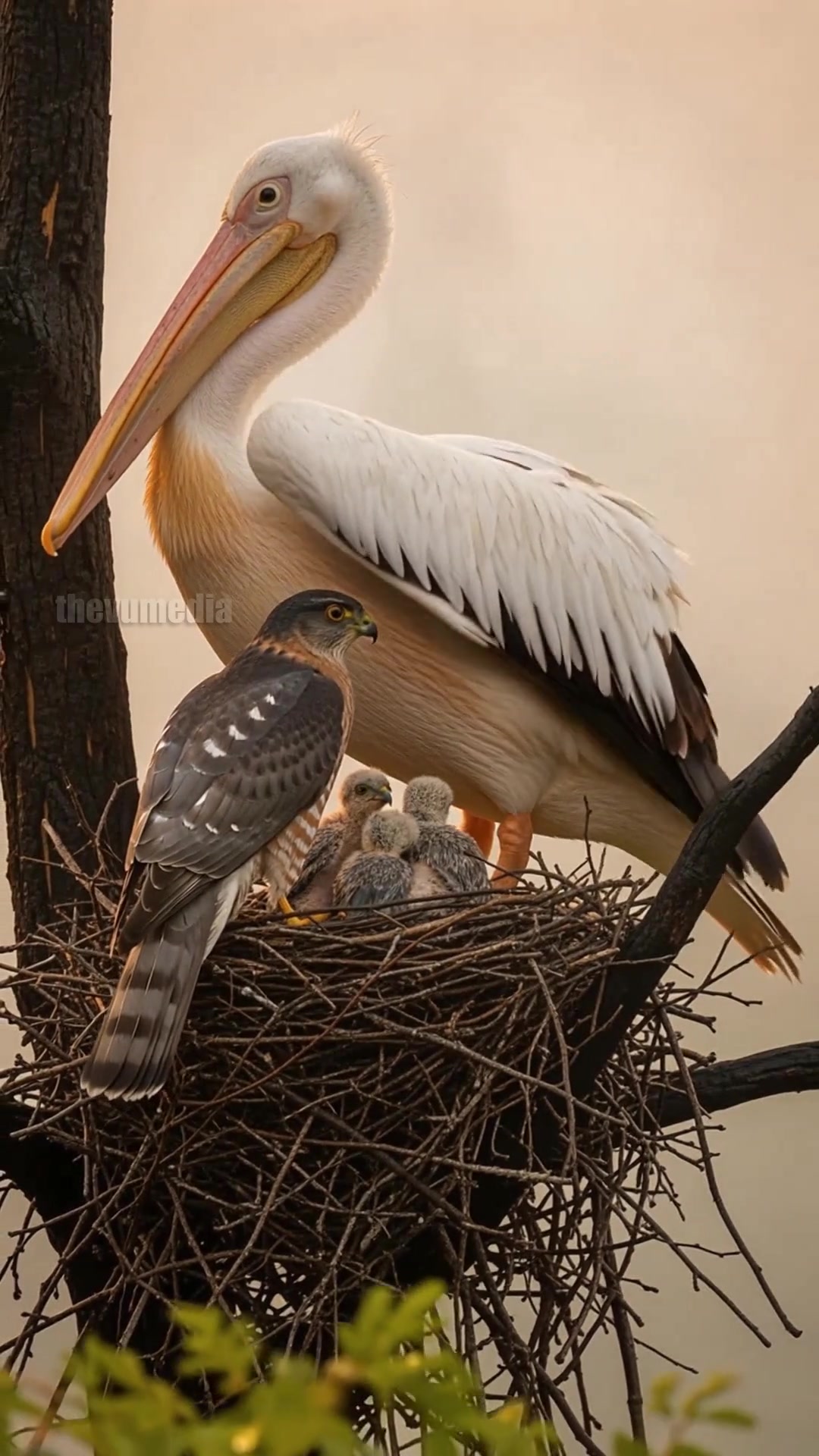 Pelicans Help Save Hawk Family From Forest Fire! #rescue #animals # ...