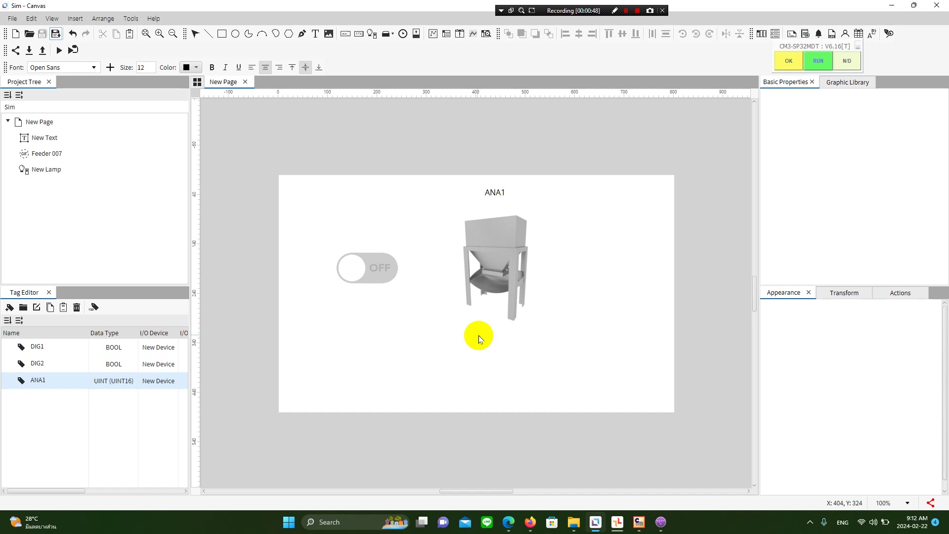 ตัวอย่างการใช้ Software Canvas สำหรับเขียนจอทัสกรีน และ Software PLC ...