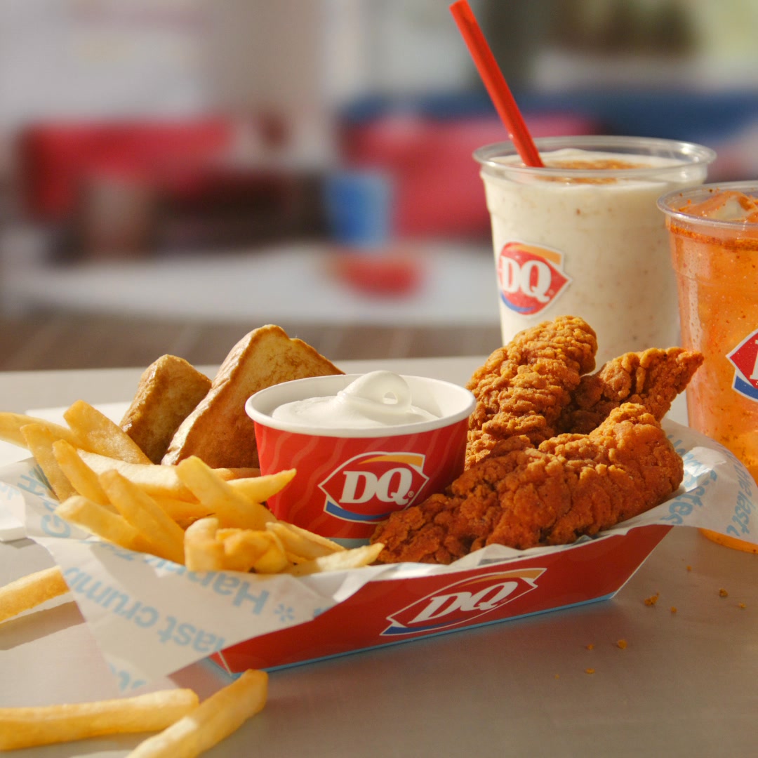 NEW! FLAMETHROWER® Chicken Strip Basket with DQ soft serve as a