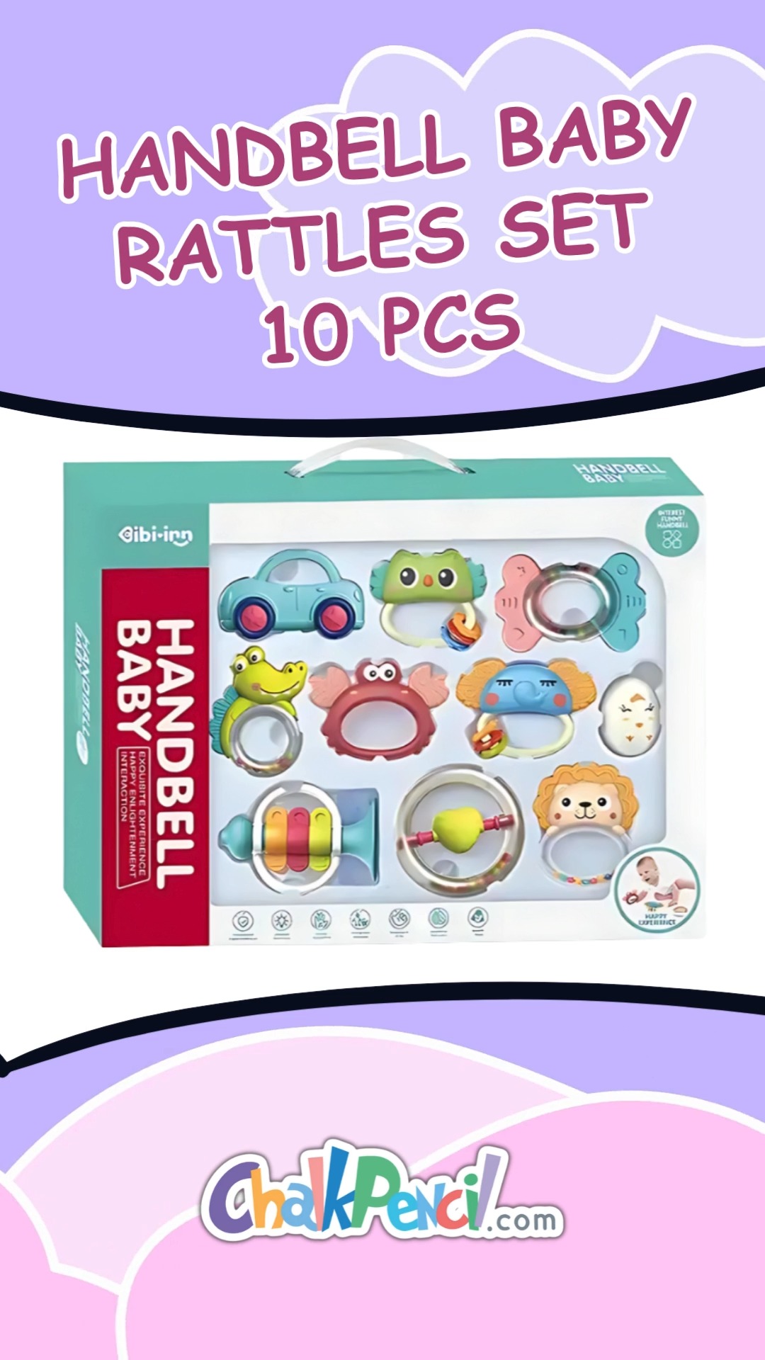 Handbell Baby Rattles Set 10 pcs! 1,390.00৳ #chalkpencil #kids #toys ...