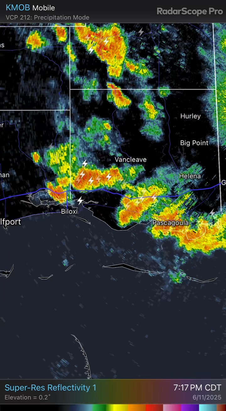 Radar 7:35 pm 6.11.25 Big storms over southeastern Harrison county and ...